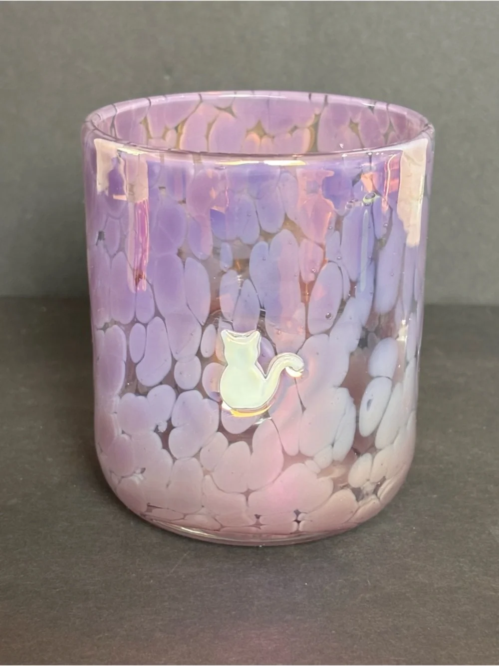 Anthropologie Icon Juice Glass Marquee Luster Cat Purple White 17 Oz Limited New